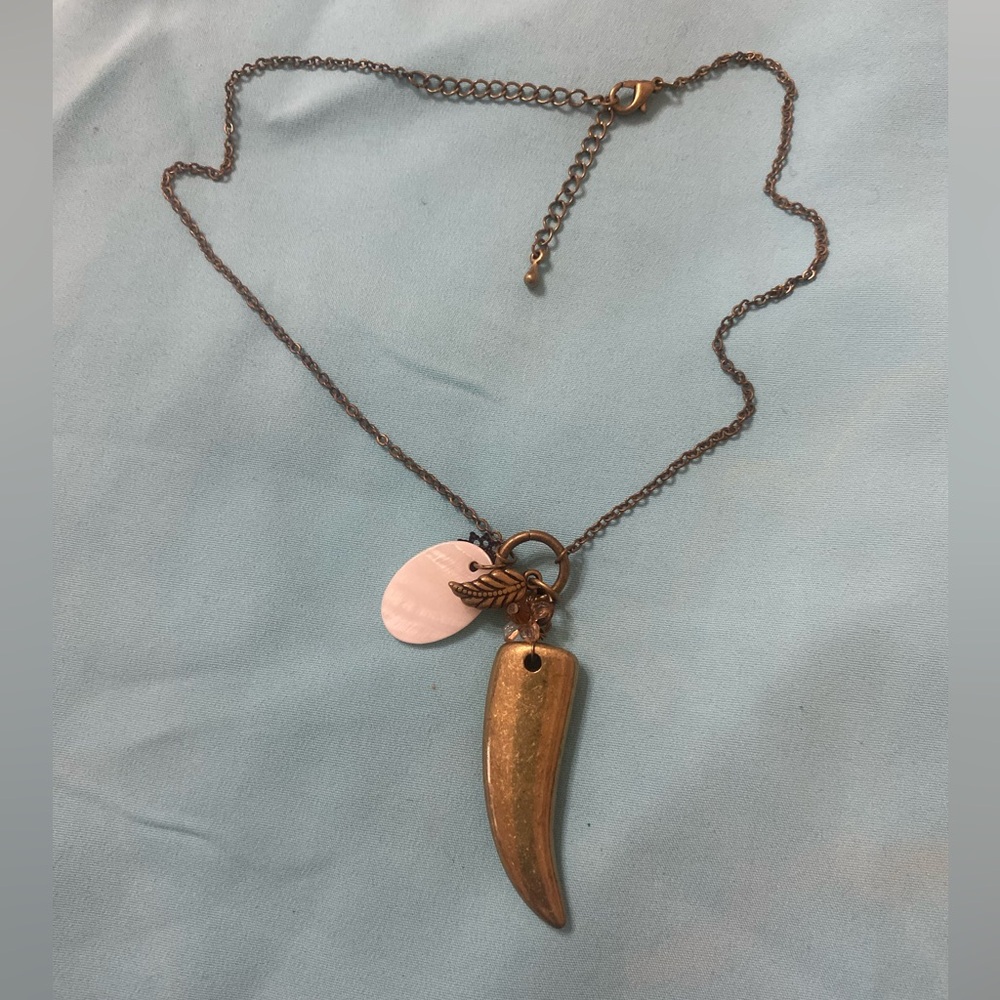 Vintage Brass Claw Pendant Necklace